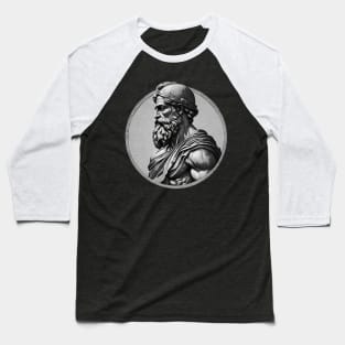 Ancient Warrior In Circular Frame - Greek Statue Style Baseball T-Shirt